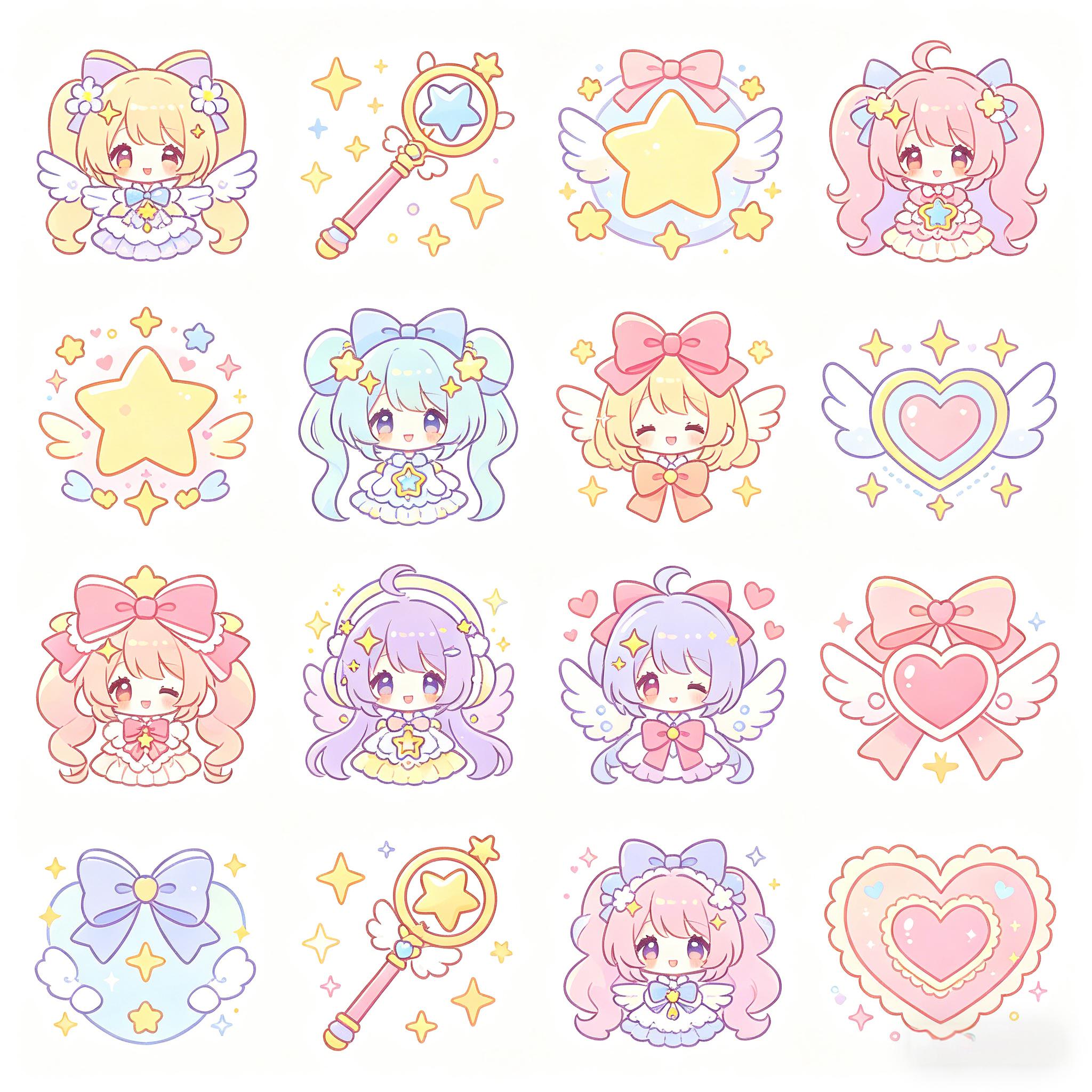 Q 版魔法少女马卡龙风图标套装